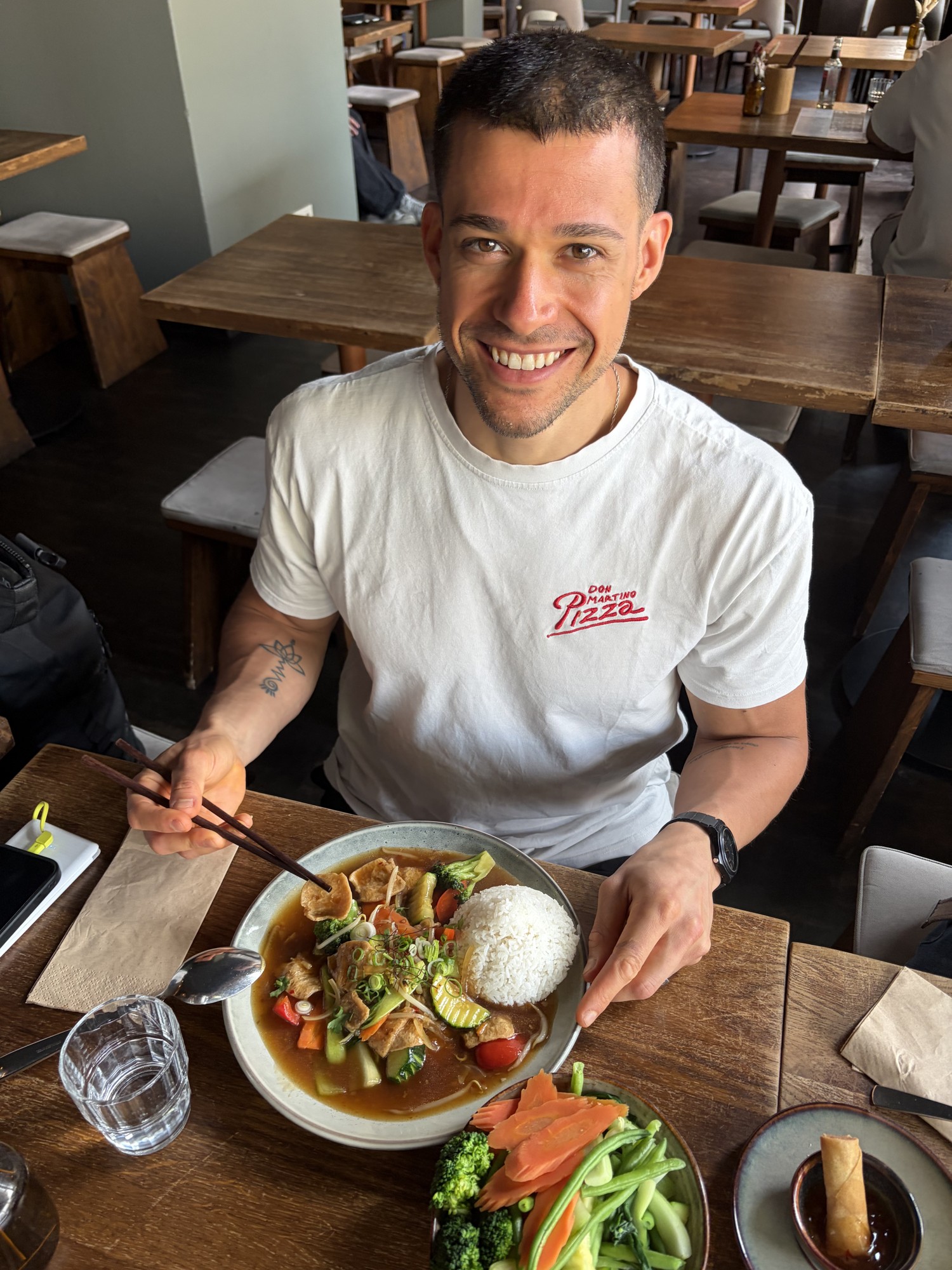 André enjoying a balanced meal