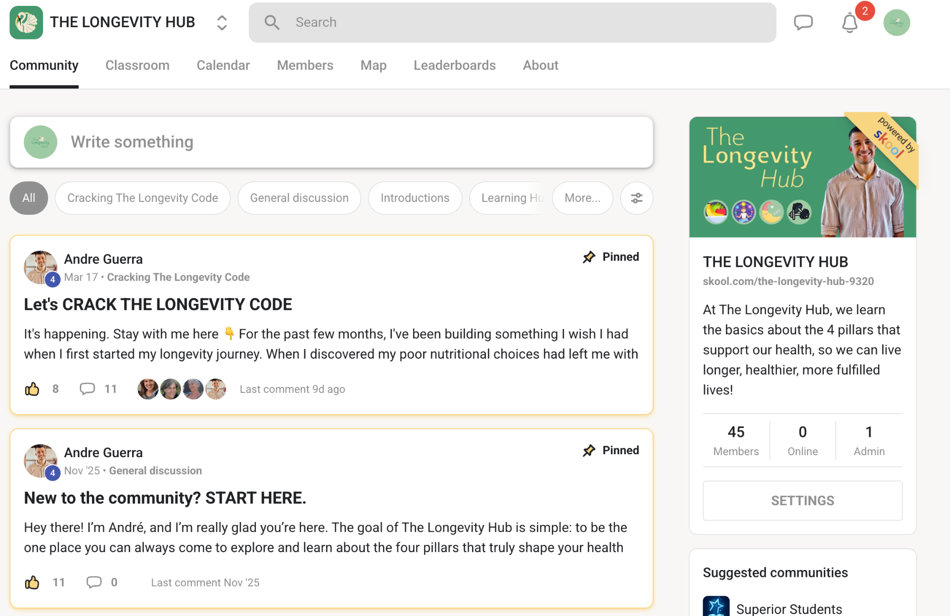 The Longevity Hub community space preview